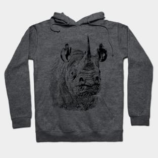 Endangered Black Rhino Portrait | African Wildlife Hoodie